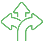 アイコン：まっすぐと左右に分岐した矢印